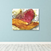 Hand en hart met liefde omhuld canvas afdruk (Insitu (Houten vloer))