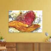 Hand en hart met liefde omhuld canvas afdruk (Insitu (Woonkamer))