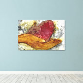 Hand en hart met liefde omhuld canvas afdruk (Insitu (Houten vloer))