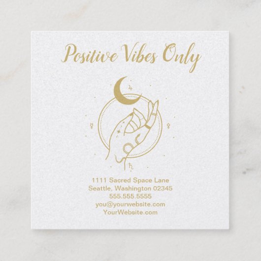 Hand- en Moon Occult Shop Square Visitekaartje (Achterkant)