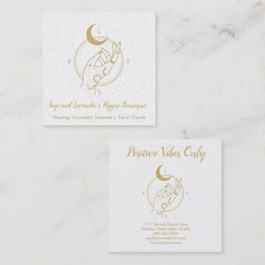 Hand- en Moon Occult Shop Square Visitekaartje (Voorkant / Achterkant)
