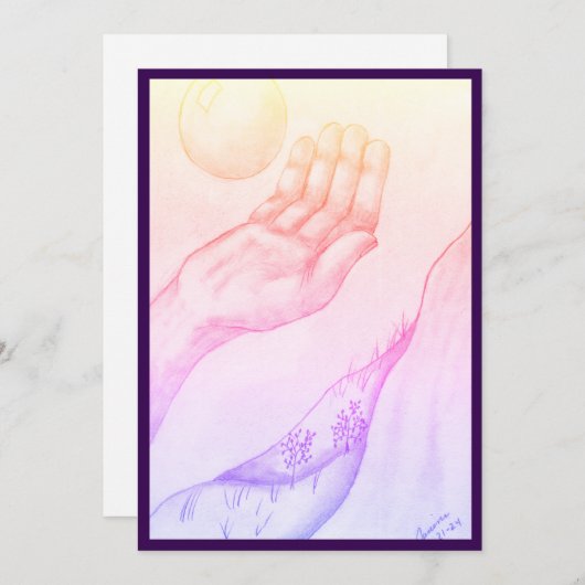 Hand en Sperre? - Platte paarse Kaart (Voorkant / Achterkant)