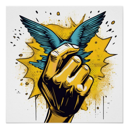 Hand en vleugels - gedurfde en expressieve Pop kun Perfect Poster (Voorkant)