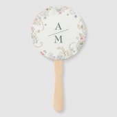 Hand Fan Custom Floral with Initials - Romantic Handwaaier (Voorkant)