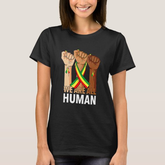 Hand Fist We Are All Human African Pride Black His T-shirt (Voorkant)