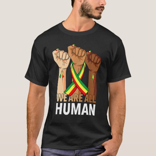 Hand Fist We Are All Human African Pride Black His T-shirt (Voorkant)