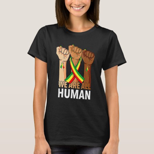 Hand Fist We Are All Human African Pride Black His T-shirt (Voorkant)