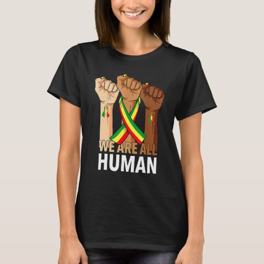 Hand Fist We Are All Human African Pride Black His T-shirt (Voorkant)