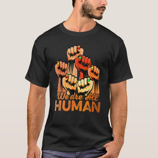 Hand Fist We Are All Human African Pride Black His T-shirt (Voorkant)