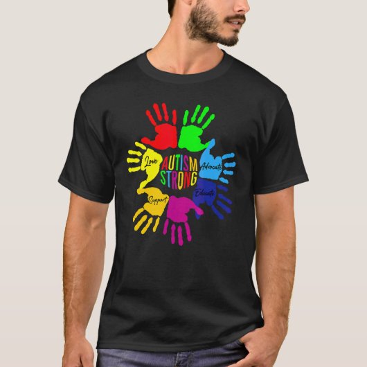 Hand Gebarentaal Autisme Bewustzijn Steun T-shirt (Voorkant)