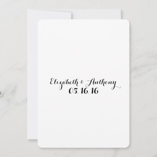 Hand gebeletterde kalligrafie bruiloft uitnodiging (Achterkant)