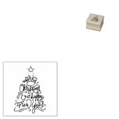 Hand gebeletterde kerstboom rubberen stempel (Gestempeld)