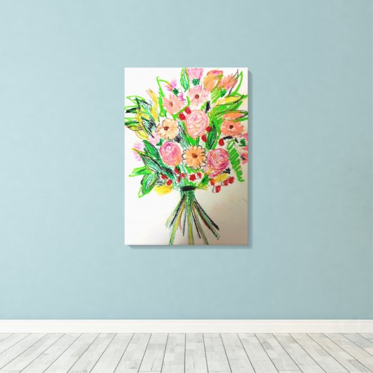 Hand gebonden boeket canvas afdruk (Insitu (Houten vloer))