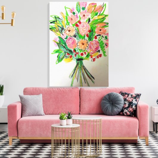 Hand gebonden boeket canvas afdruk (Insitu (Woonkamer))
