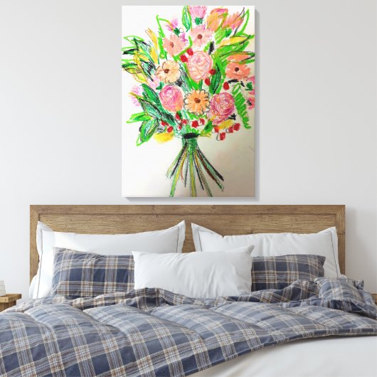 Hand gebonden boeket canvas afdruk (Insitu (Slaapkamer))