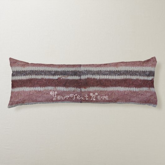 Hand gebreid bruin en biege gestreept leuk lichaamskussen (Voorkant)