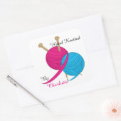 Hand gebreid gepersonaliseerd vierkante sticker (Envelop)