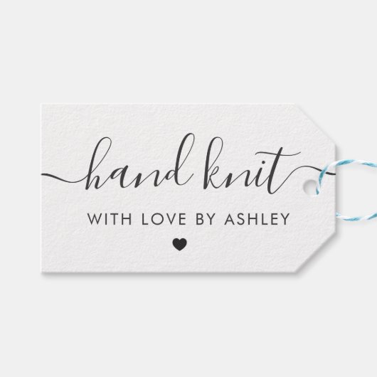 Hand gebreid met liefde, handgemaakte geschenk Lab Cadeaulabel (Voorkant (Horizontaal))