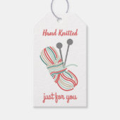 Hand gebreid speciaal voor jou - Blauwgroen & rood Cadeaulabel (Voorkant)