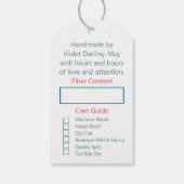 Hand gebreid speciaal voor jou - Blauwgroen & rood Cadeaulabel (Achterkant)