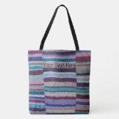hand gebreide kleurrijke strepen tote bag (Voorkant)