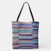 hand gebreide kleurrijke strepen tote bag (Achterkant)
