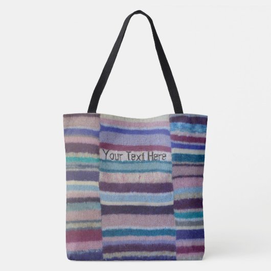  hand gebreide kleurrijke strepen tote bag (Achterkant)