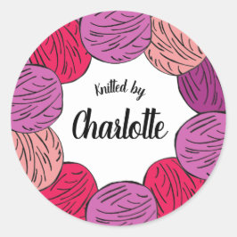 Hand gebreide wollen ballen cadeau of product ronde sticker