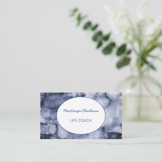 Hand Gedekte Moderne Blauwe Waterverf Abstracte Bu Visitekaartje (Staand voorkant)