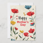Hand gedrukte feestelijke Moederdag Kaart (Voorkant)