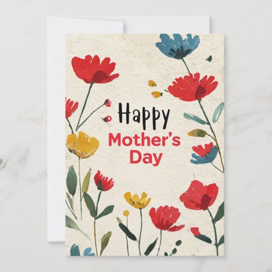 Hand gedrukte feestelijke Moederdag Kaart (Voorkant)