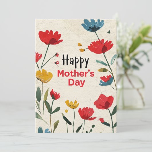 Hand gedrukte feestelijke Moederdag Kaart (Staand voorkant)