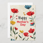 Hand gedrukte feestelijke Moederdag Kaart (Voorkant / Achterkant)