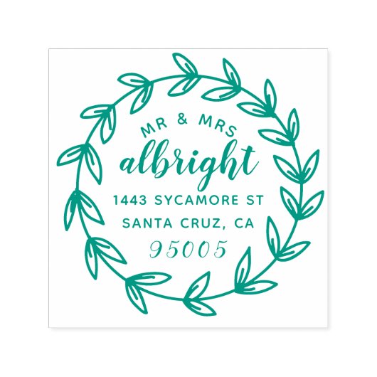 Hand gefrankeerd Mr. & Mrs bruiloft retouradres Zelfinktende Stempel (Design)