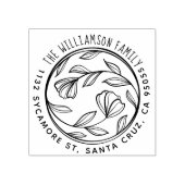 Hand gefrankeerde familienaam Floral retour adres Rubberstempel (Afrduk)