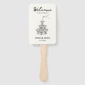 Hand-geïllustreerd Champagne Grappig Huwelijksprog Handwaaier (Voorkant)