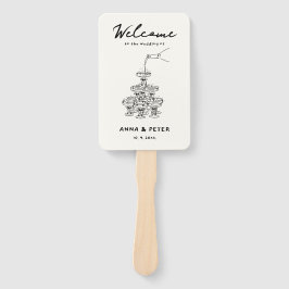 Hand-geïllustreerd Champagne Grappig Huwelijksprog Handwaaier