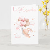 Hand geïllustreerd "Het is een meisje" Gefelicitee Kaart (Gele Bloem)