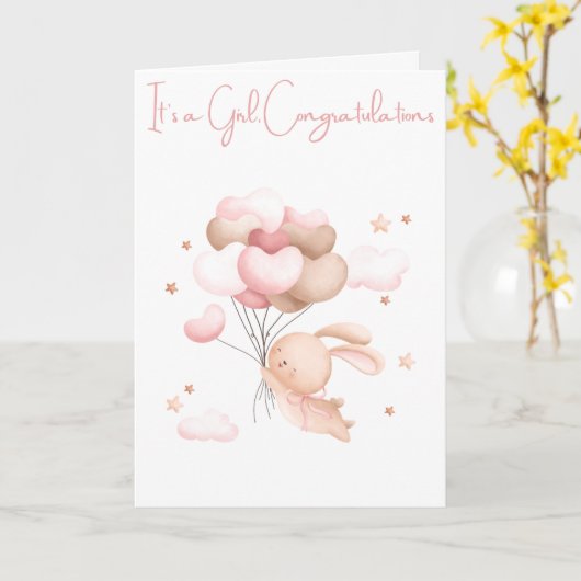 Hand geïllustreerd "Het is een meisje" Gefelicitee Kaart (Gele Bloem)