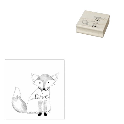 Hand geïllustreerd Kerstmis vos Rubber Stamp Rubberstempel (Gestempeld)