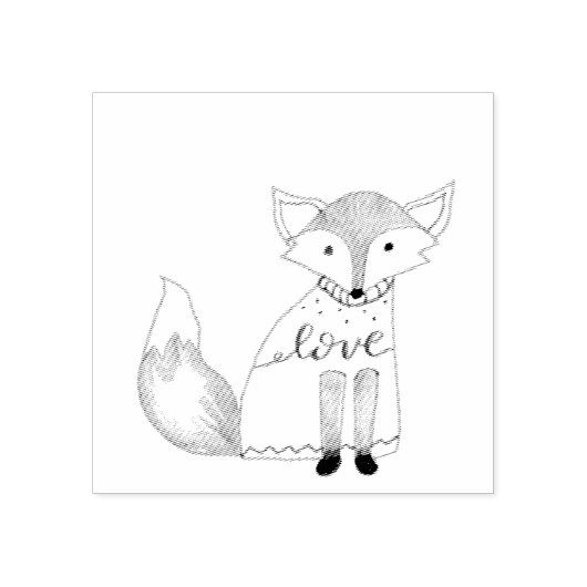 Hand geïllustreerd Kerstmis vos Rubber Stamp Rubberstempel (Afrduk)