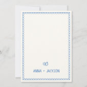 Hand geïllustreerd Retro  Frans Blauw Bruiloft Kaart (Achterkant)