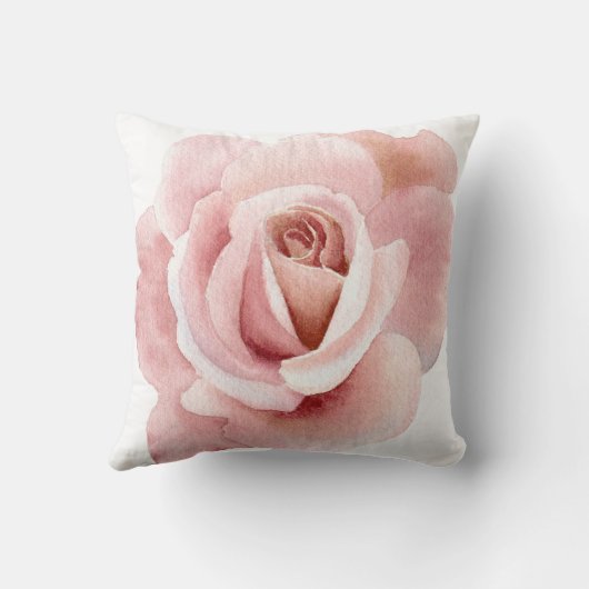 Hand geïllustreerde Blush Pink Rose Kussen (Achterkant)