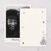 Hand-geïllustreerde Champagne Tower Retro Foto Bedankkaart (Voorkant / Achterkant)