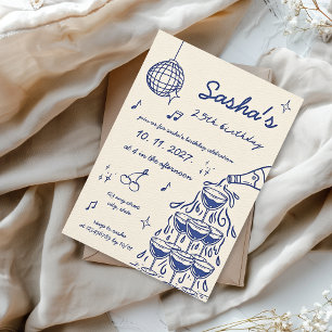 Hand-geïllustreerde Champagne Tower Verjaardag Bla Kaart