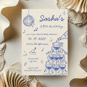 Hand-geïllustreerde Champagne Tower Verjaardag Bla Kaart