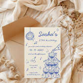 Hand-geïllustreerde Champagne Tower Verjaardag Bla Kaart