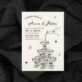 Hand-geïllustreerde Champagne Tower Vintage bruilo Kaart