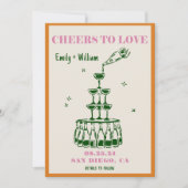 Hand geïllustreerde Champagne Tower Wedding Kaart (Voorkant)