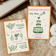 Hand geïllustreerde Champagne Tower Wedding